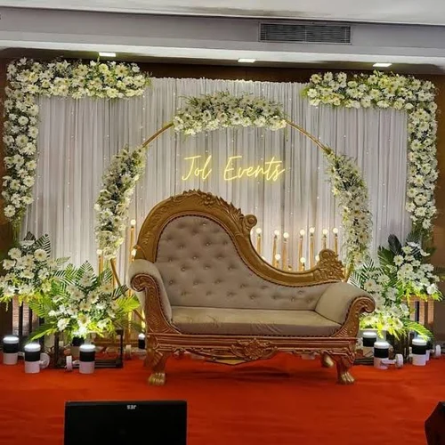 Royal wedding decoration with floral and crystal elements in Jaipur